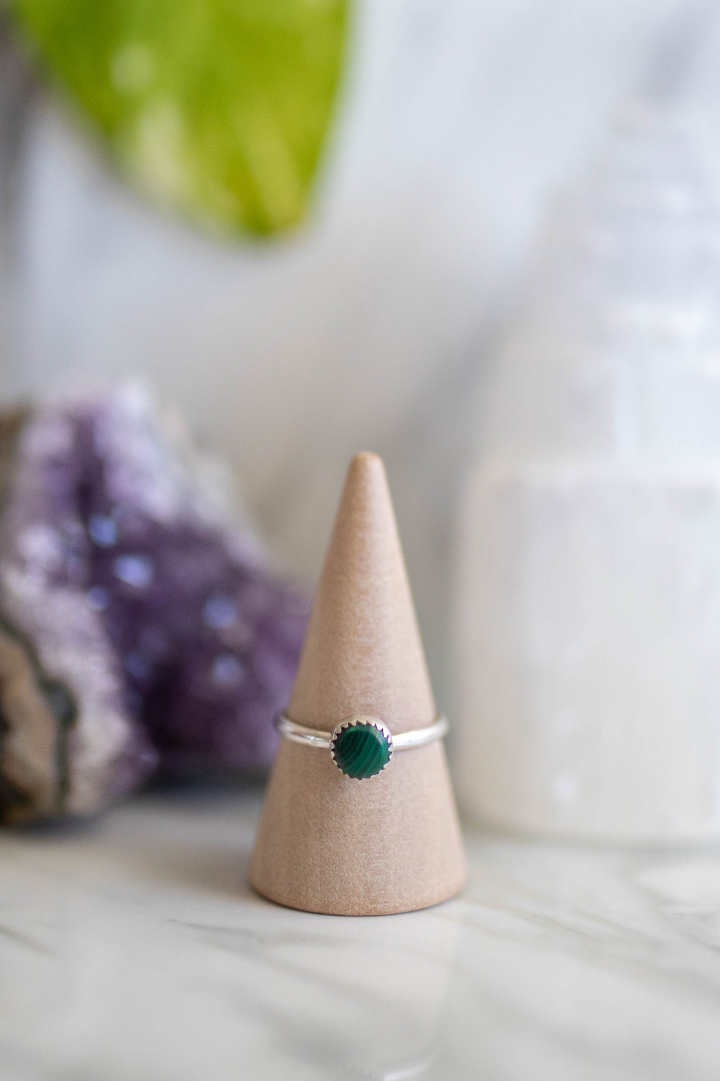 Tiny Malachite Ring - Size 7.5