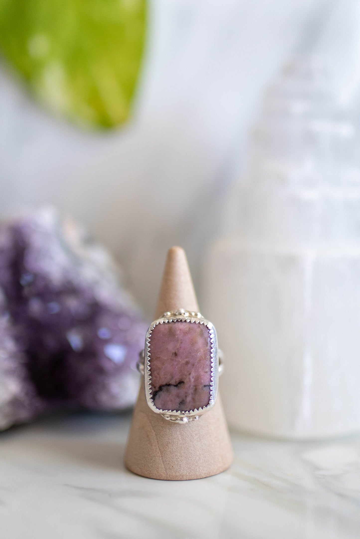 Pink Rhodonite Ring - Size 6.5