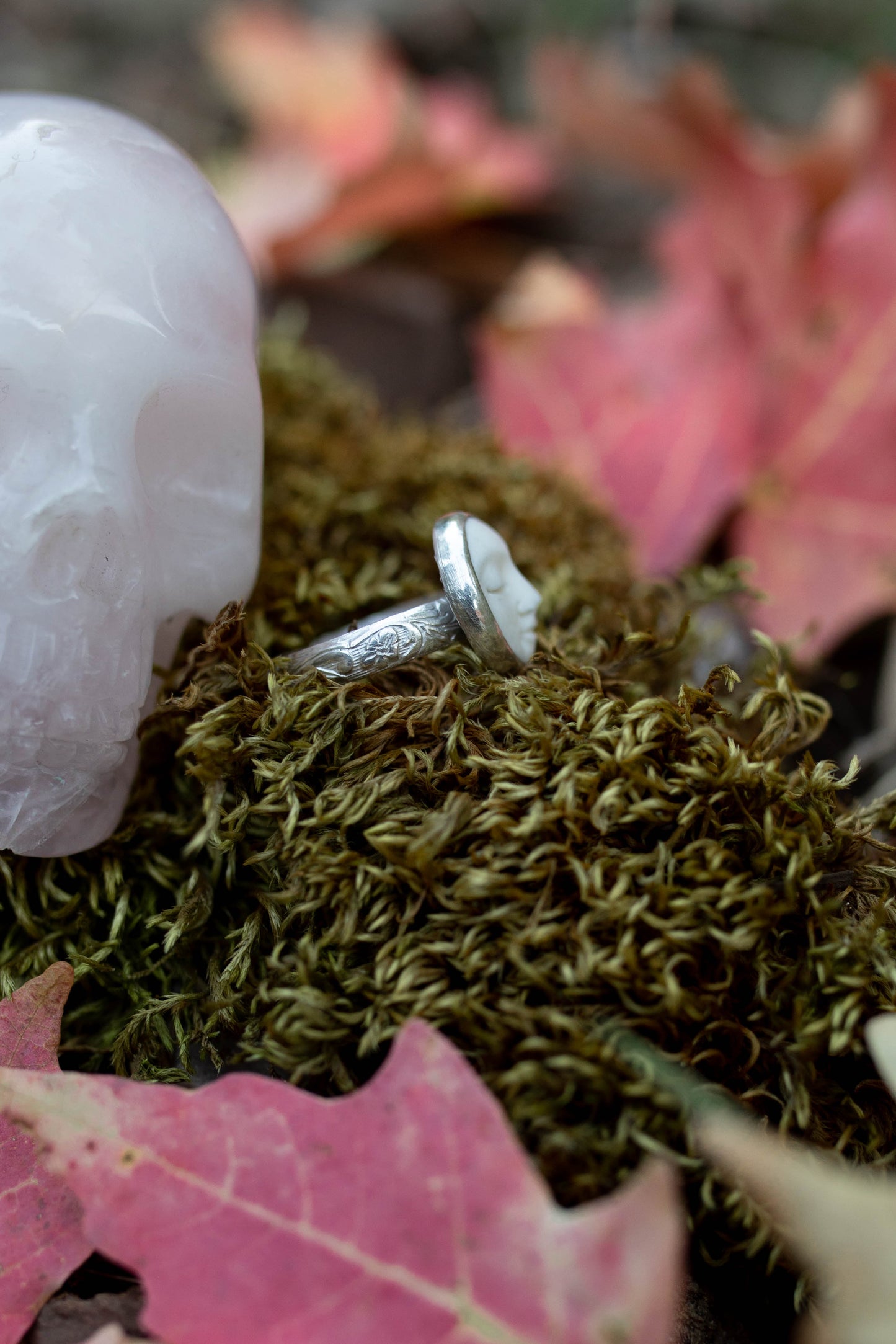 Full Moon Bone Sterling Silver Ring - Made to Order