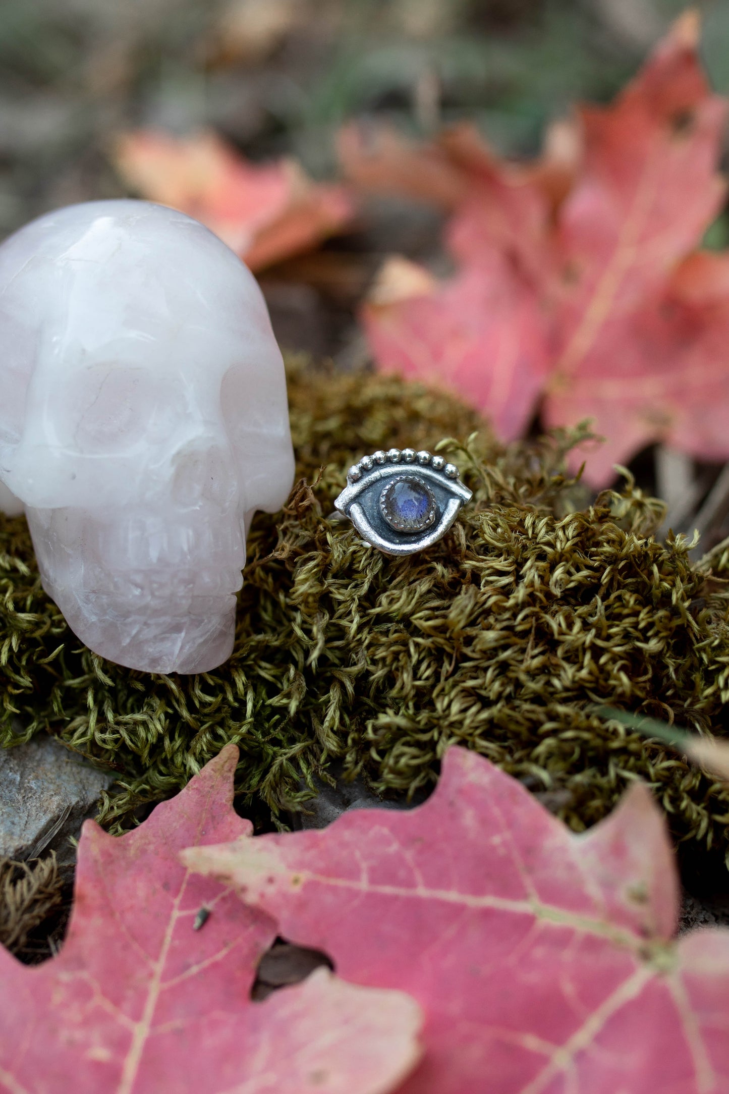 Evil Eye Labradorite Ring - Size 8.75