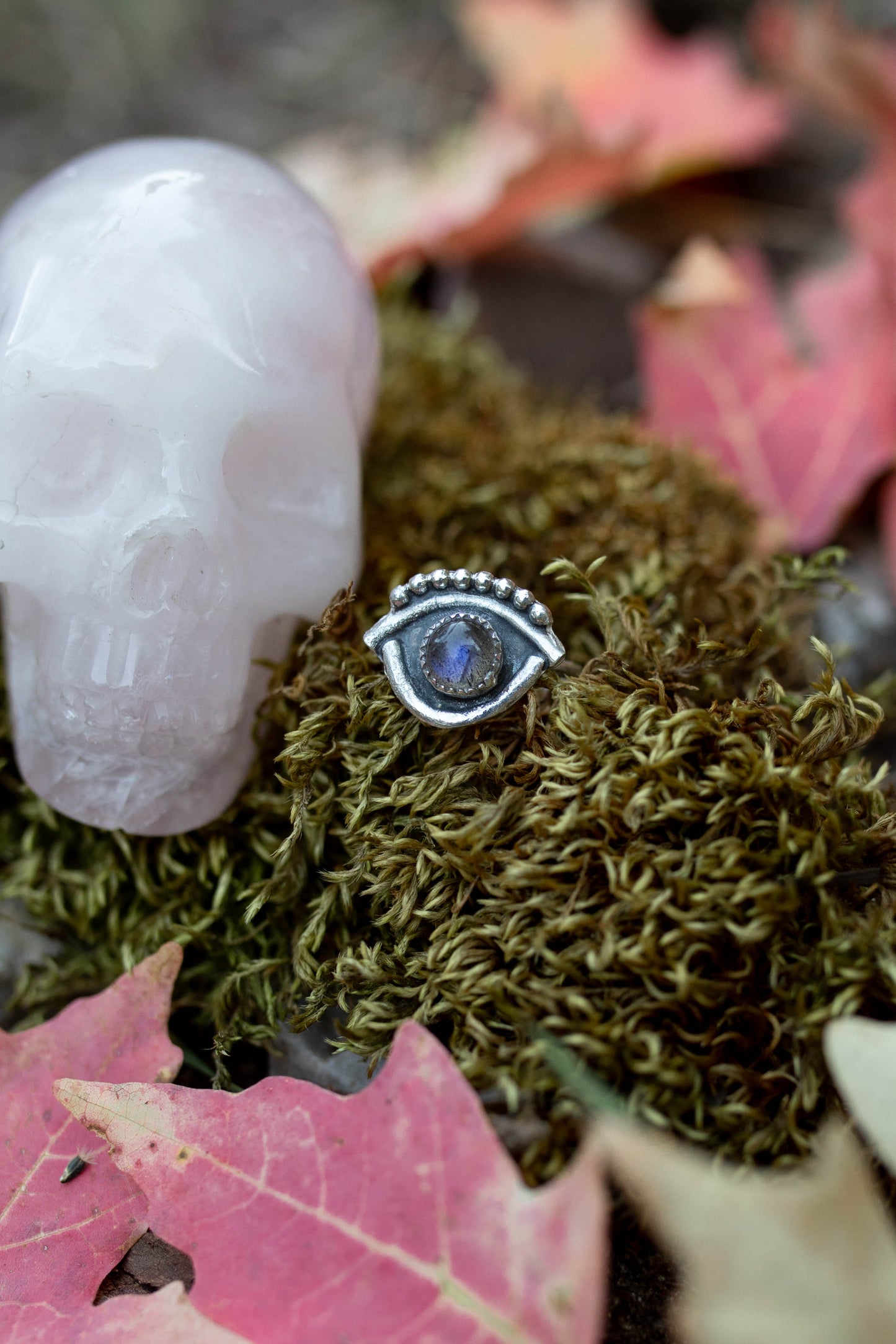 Evil Eye Labradorite Ring - Size 8.75