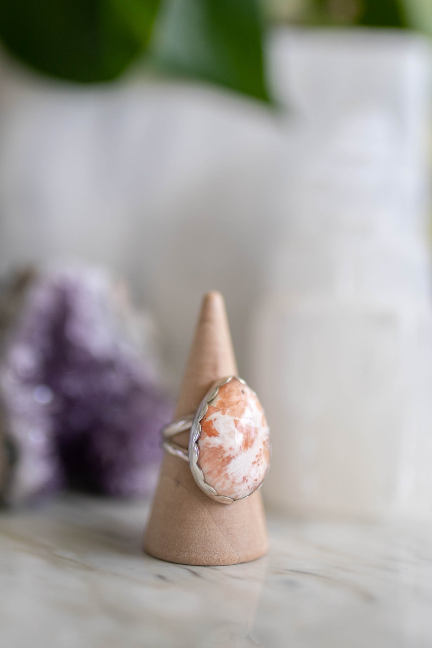 Pink Rhodonite Ring - Size 6.75