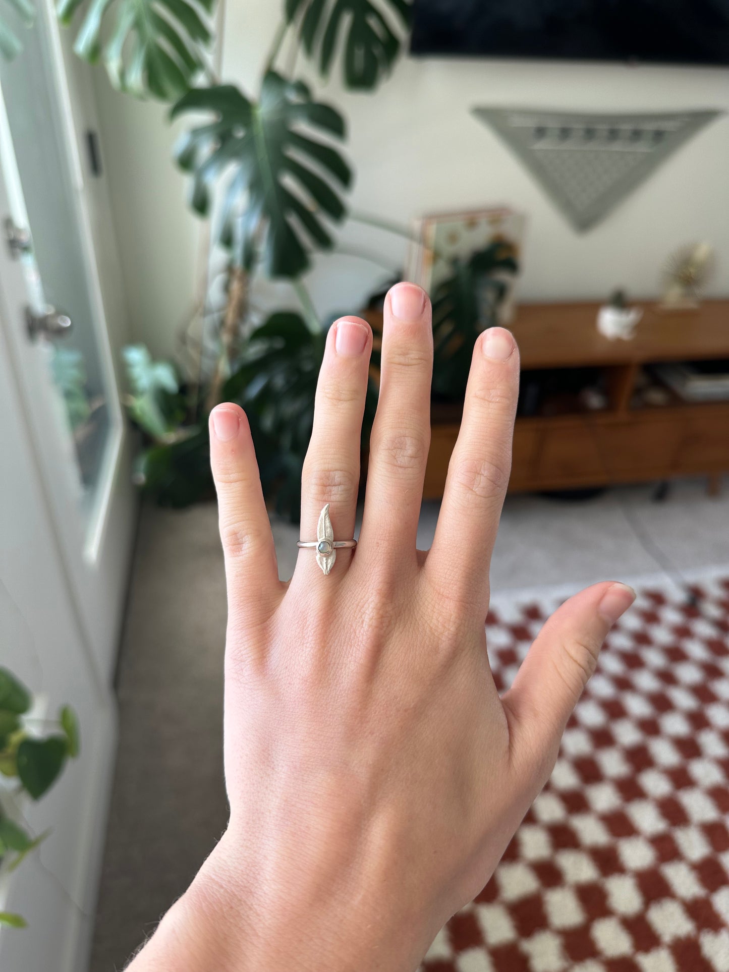 Opal Feather Ring - Size 4.5