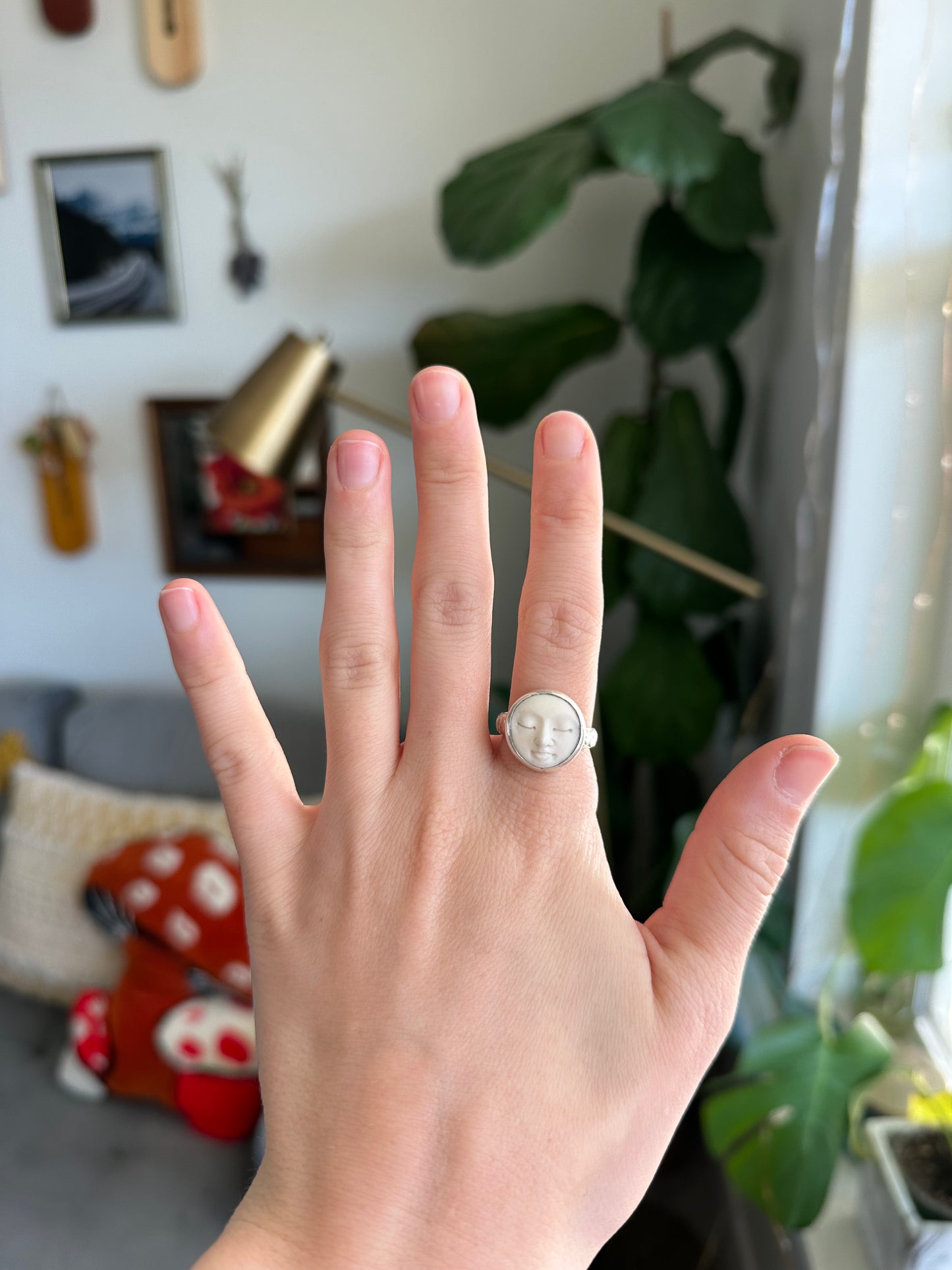 Full Moon Bone Sterling Silver Ring - Made to Order