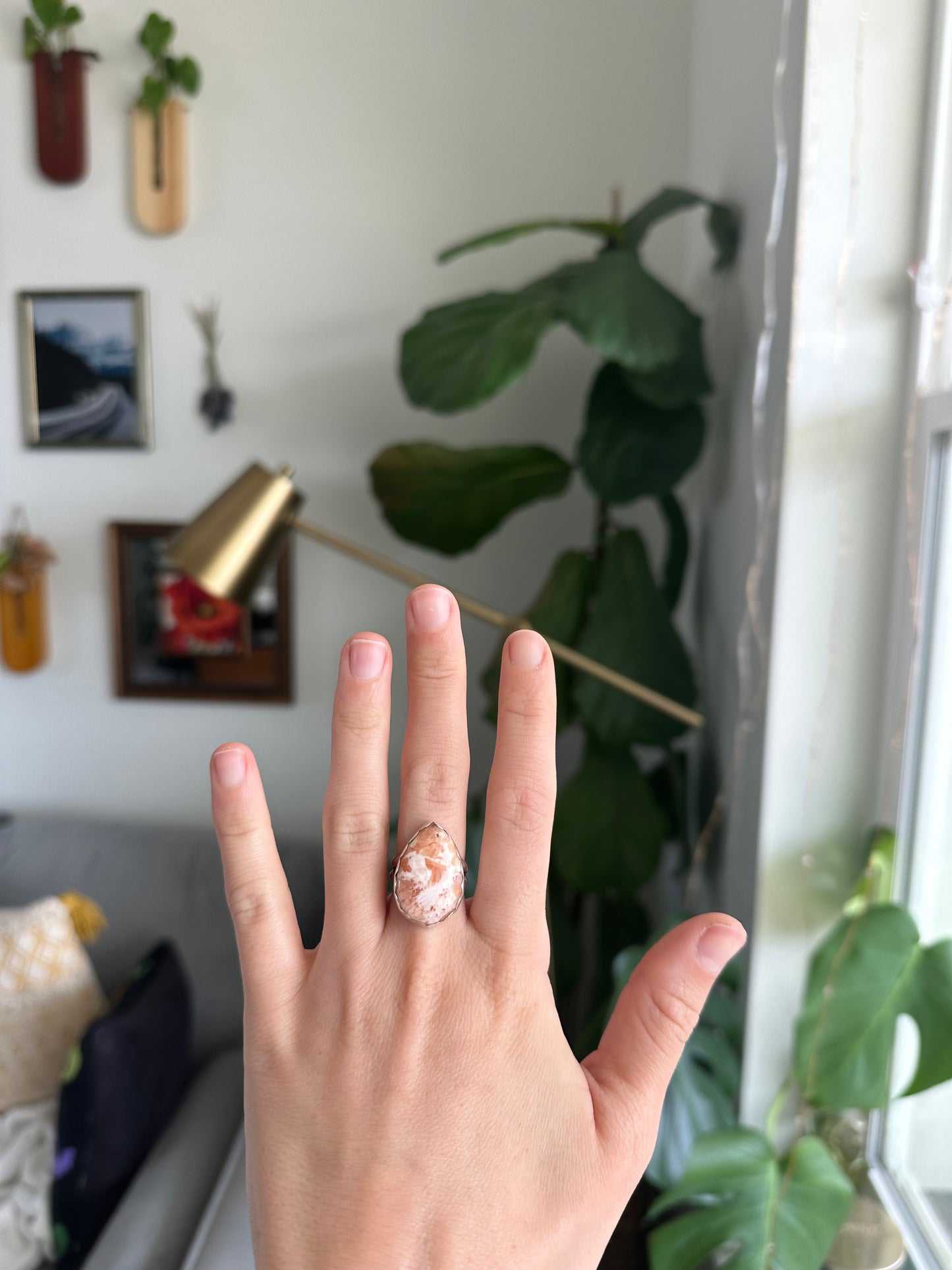 Pink Rhodonite Ring - Size 6.75